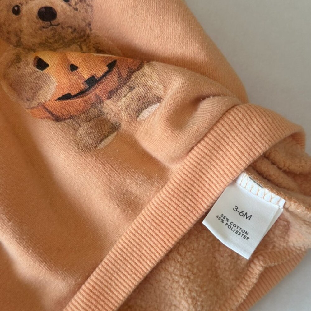 Target Baby 2pc Teddy Bear Halloween Pumpkin Pullover & Checkered Bottom Set - Picture 4 of 5
